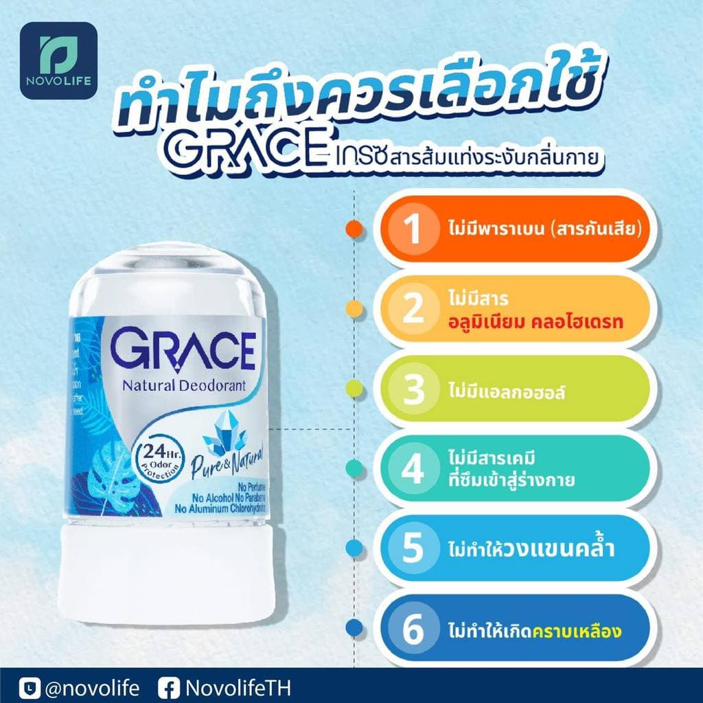 Grace เกรซ สารส้มแท่งระงับกลิ่นกาย ยับยั้งกลิ่นและเหงื่อ รูปที่ 5