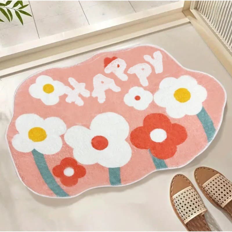 COD พรมเช็ดเท้า พรมดูดซับน้ำ มีพื้นยางกันลื่น 40x60cm พรมน่ารักขนนุ่มสไตล์เกาหลี รูปที่ 9