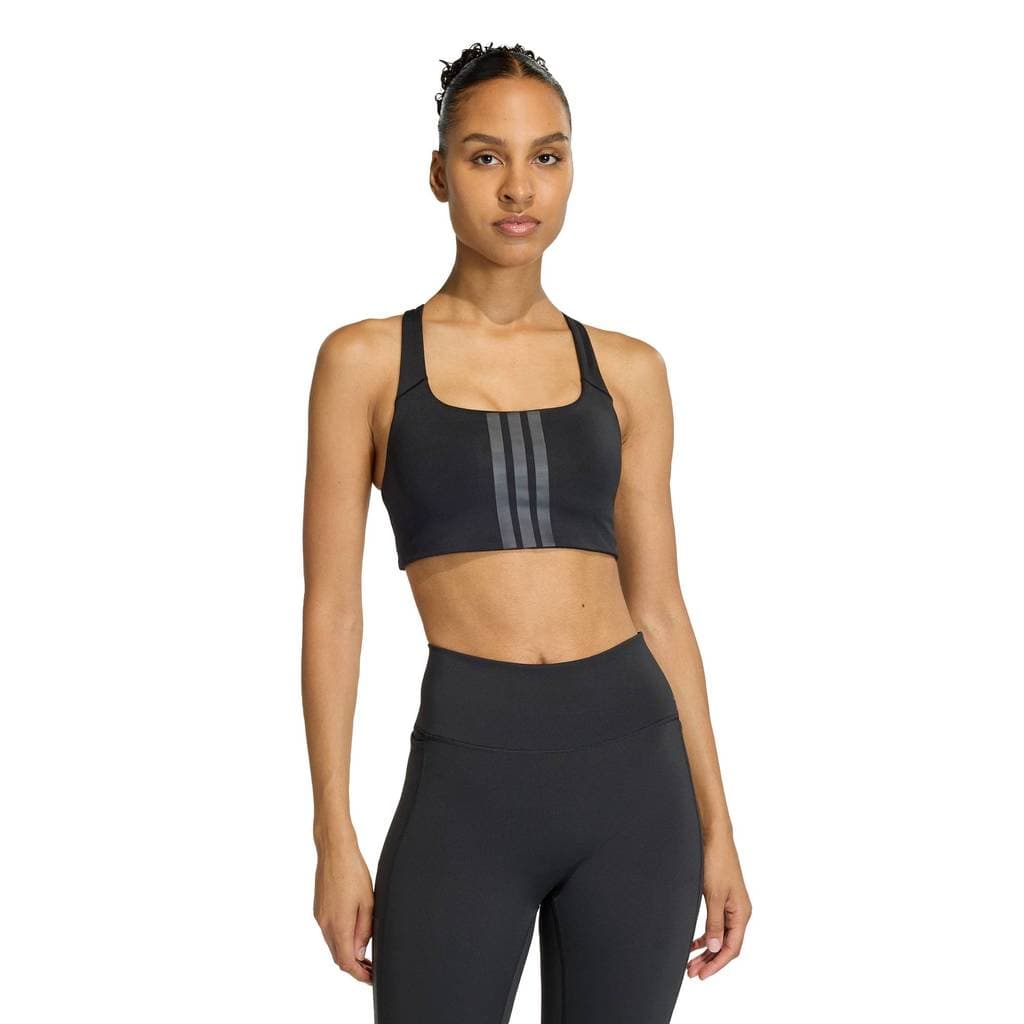 adidas Gym & Training Optime Workout 3-Stripes Medium Support Bra Women Black JX5006 รูปที่ 4