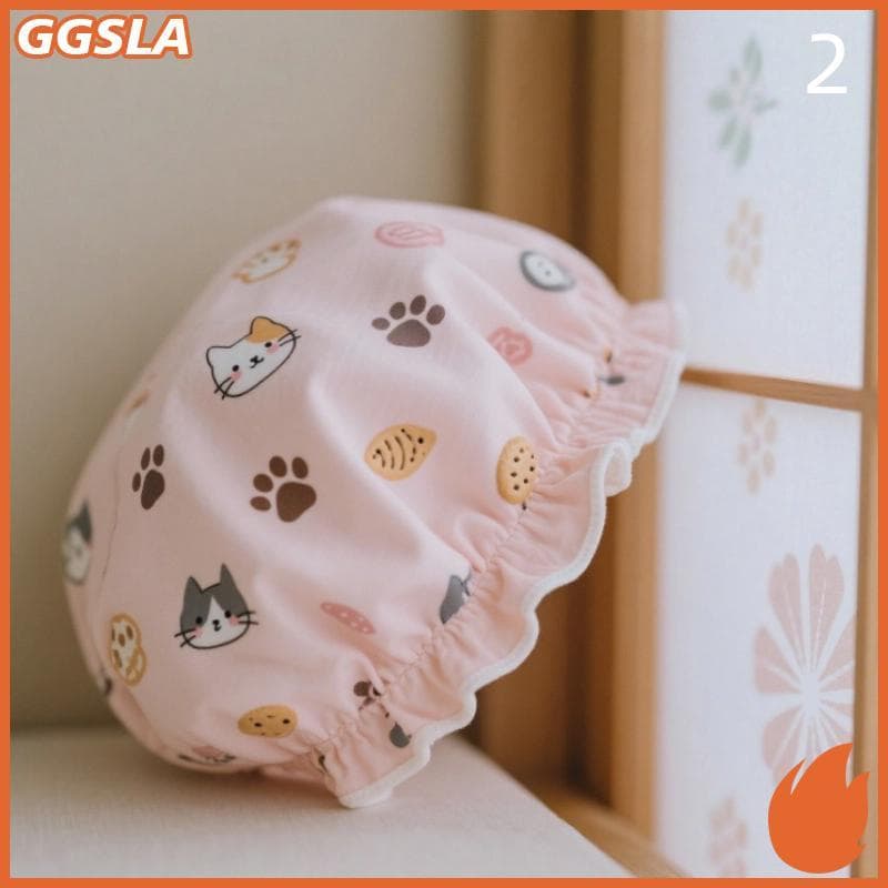GGSLA 1 ชิ้นผู้หญิงหมวกอาบน้ํากันน้ํากว้างวงยืดหยุ่นนํามาใช้ใหม่ห้องน้ําถ้วยการ์ตูนแมวหมีสุนัขหมวกอาบน้ําอุปกรณ์ห้องน้ําใหม่ รูปที่ 9