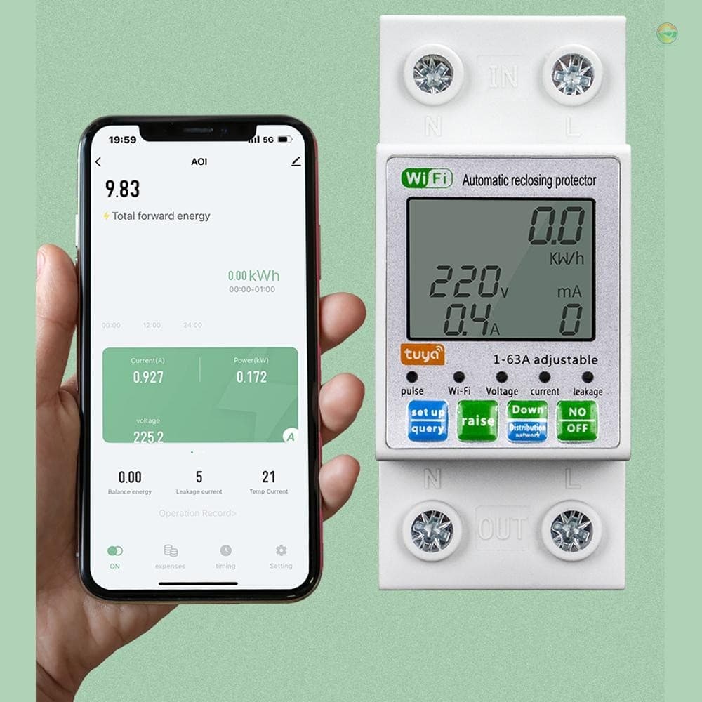 Tuya WiFi อัจฉริยะอัตโนมัติ จอแสดงผล LCD สวิทช ์ Power Meter Protections Values Settable รองรับ COD รูปที่ 2