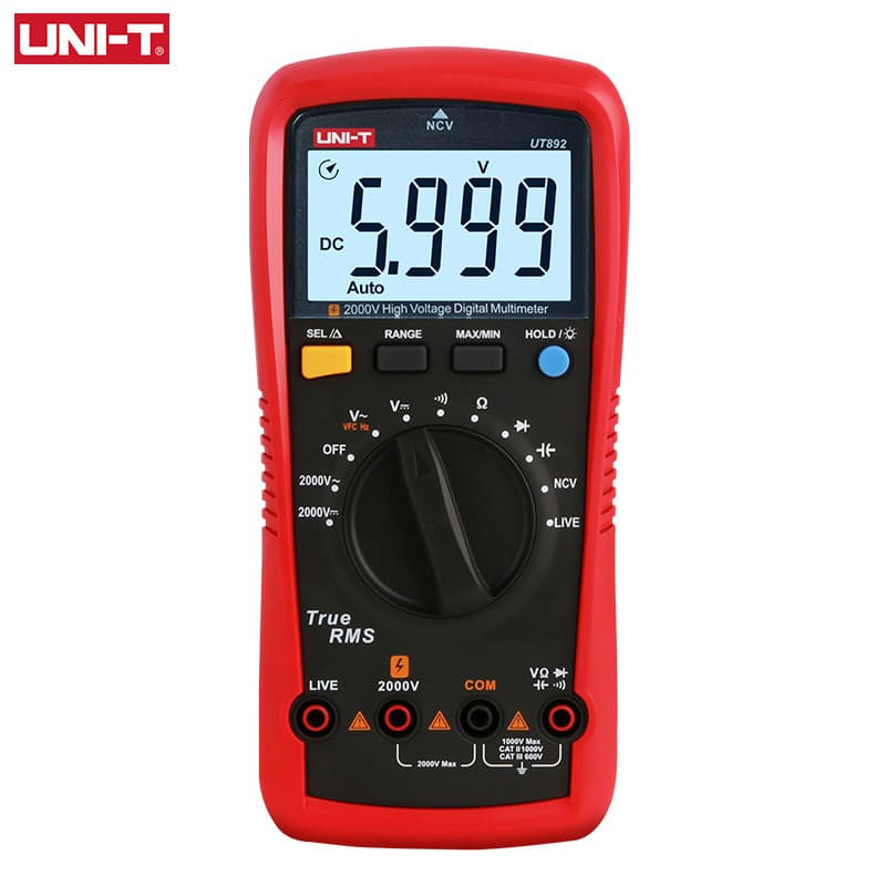 Uni-t UT892 2000V AC/DC มัลติมิเตอร์แบบดิจิตอลแรงดันสูง AC DC โวลต์มิเตอร์ True RMS รูปที่ 2