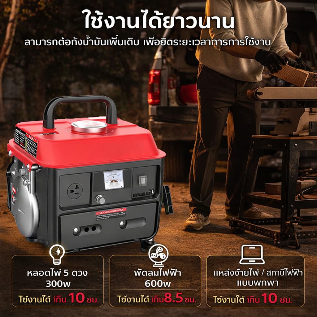 REAIM เครื่องปั่นไฟ Power Box เบนซิน 950W 4 จังหวะ ใช้งานหนักได้ สำรองไฟบ้าน ไฟฉุกเฉิน รูปที่ 3