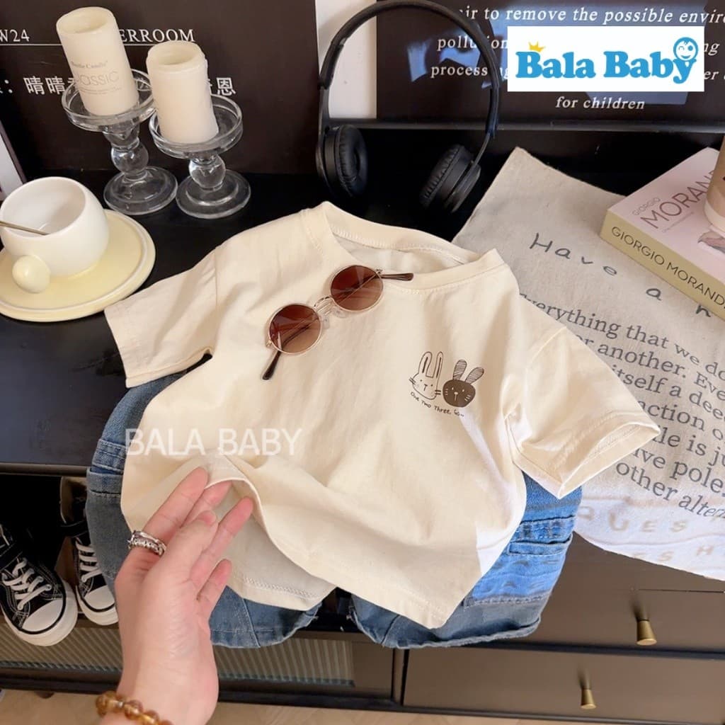 เสื้อยืดเด็ก เสื้อยืดมินิมอลสำหรับเด็ก เนื้อผ้า cotton ใส่ได้ทั้งเด็กผู้ชายและผู้หญิง Size80-120cm DXT02 รูปที่ 7