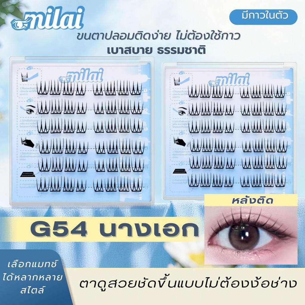 MILAIขนตาปลอมกาวในตัว เรียงเส้น จับช่อสวย ตาโต หวานละมุน ธรรมชาติ รูปที่ 1