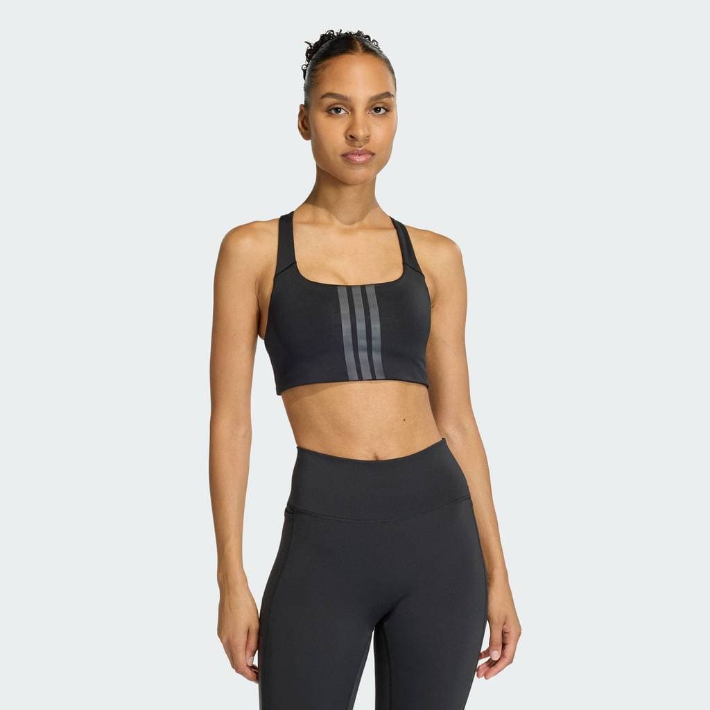 adidas Gym & Training Optime Workout 3-Stripes Medium Support Bra Women Black JX5006 รูปที่ 1