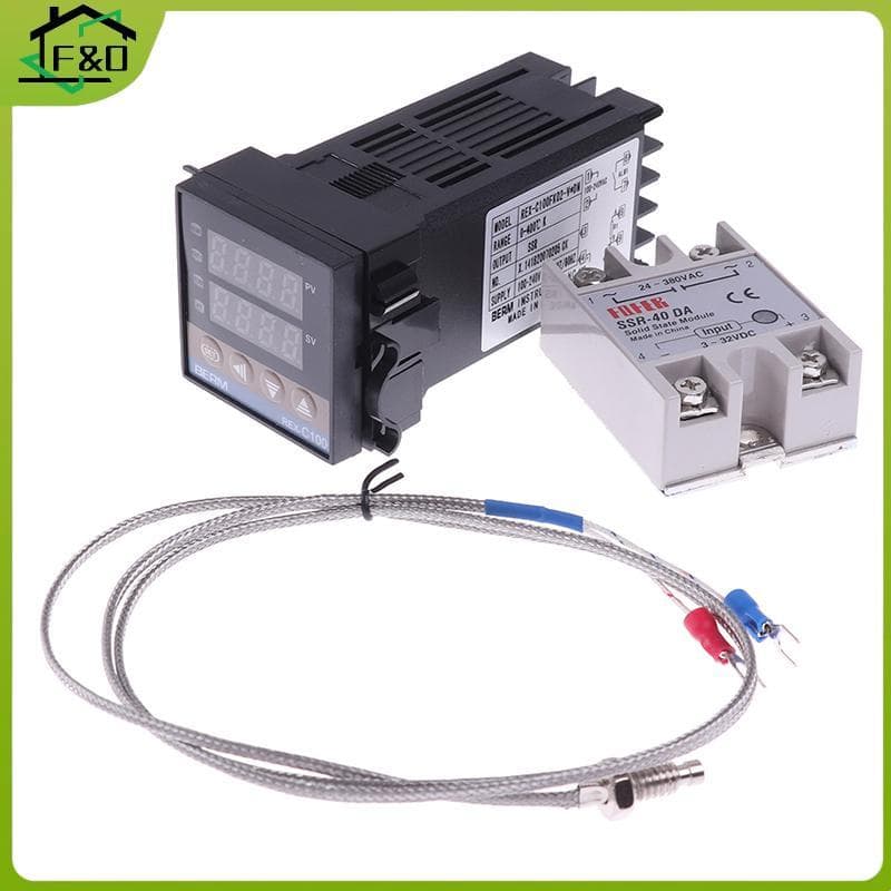 F&O 100-240VAC PID REX-C100 ตัวควบคุมอุณหภูมิ SSR-40A เทอร์โมคัปเปิล . รูปที่ 8