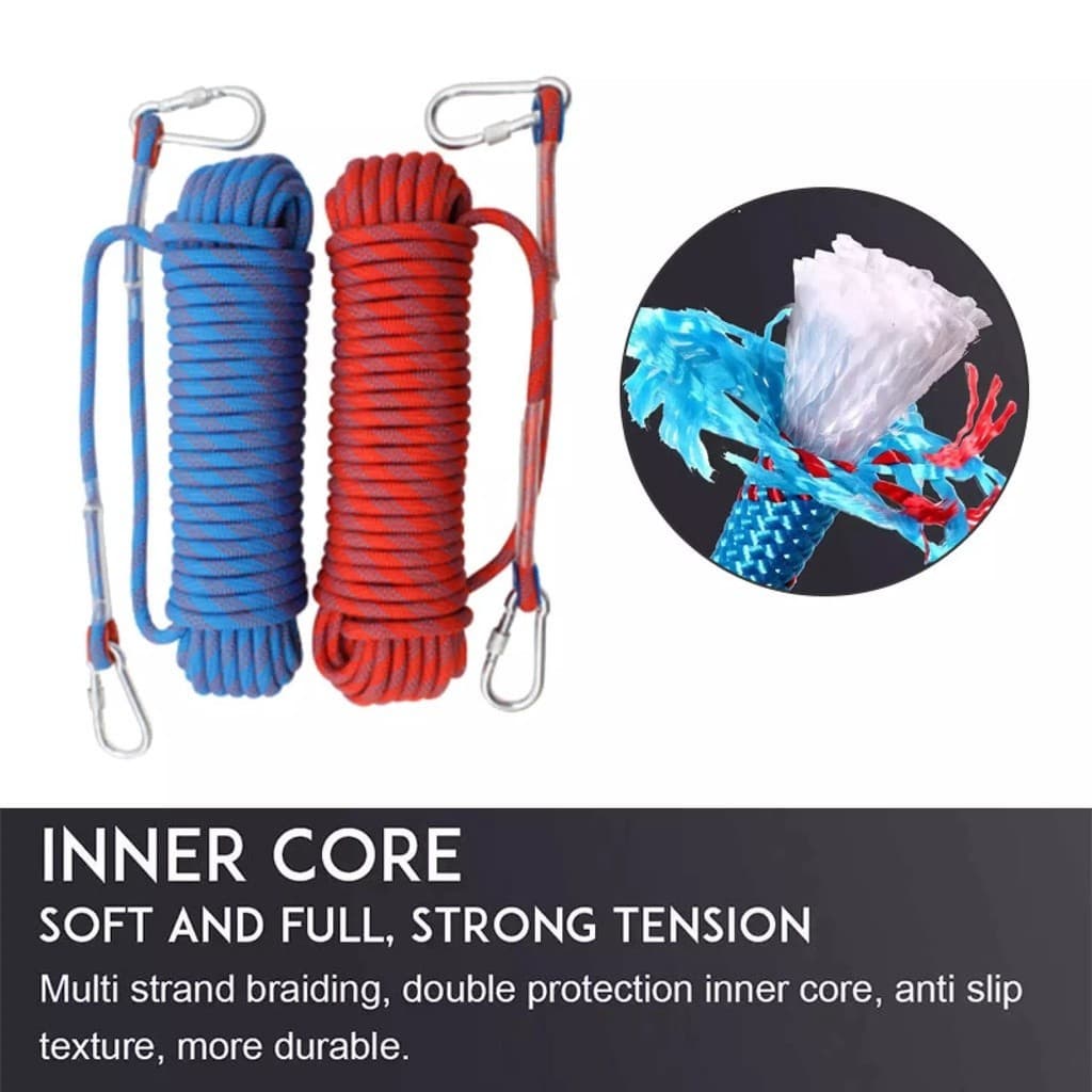 12mm*40m เชือกโรยตัว เชือกปีนเขา อุปกรณ์โรยตัว อุปกรณ์ปีนเขา Climbing Rope w/ Hook High Strength Emergency Safety Fire รูปที่ 2
