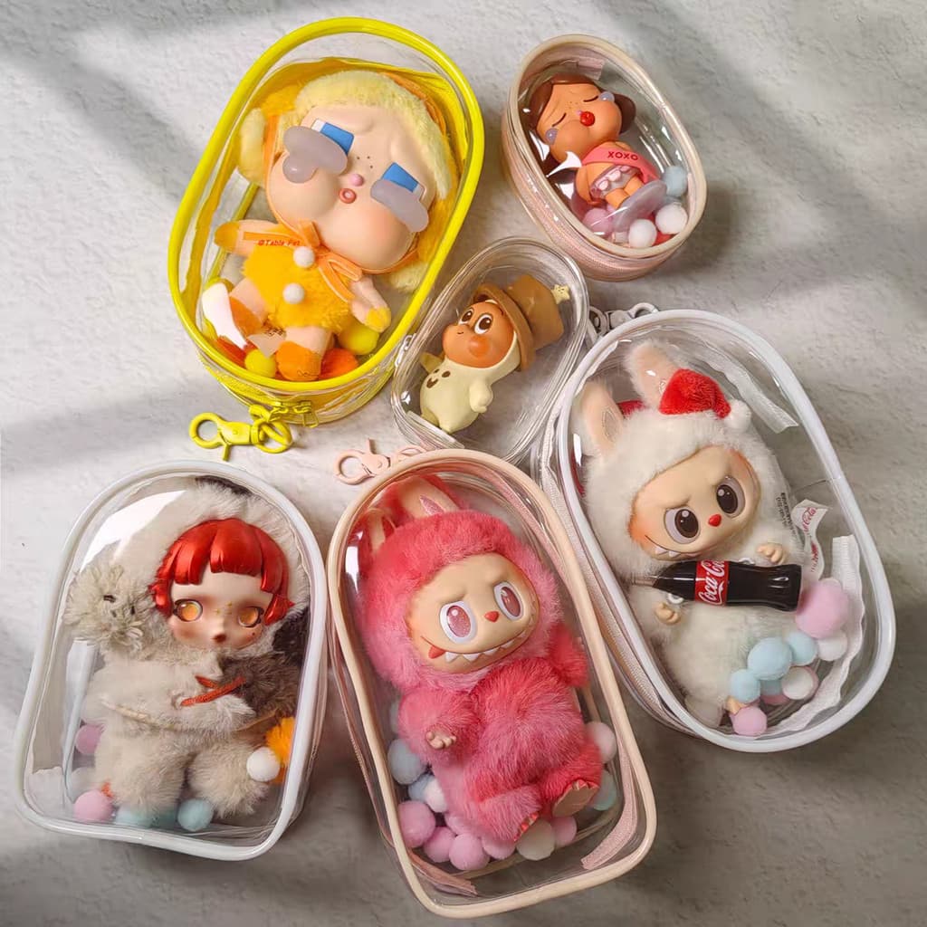 กระเป๋าใส่ลาบูบู้ Labubu กันฝุ่น ขนาด 13/18 /19ซม. กระเป๋า ใสพิเศษ ถุงใส่ลาบูบู้ PVC แบบใส รูปที่ 7