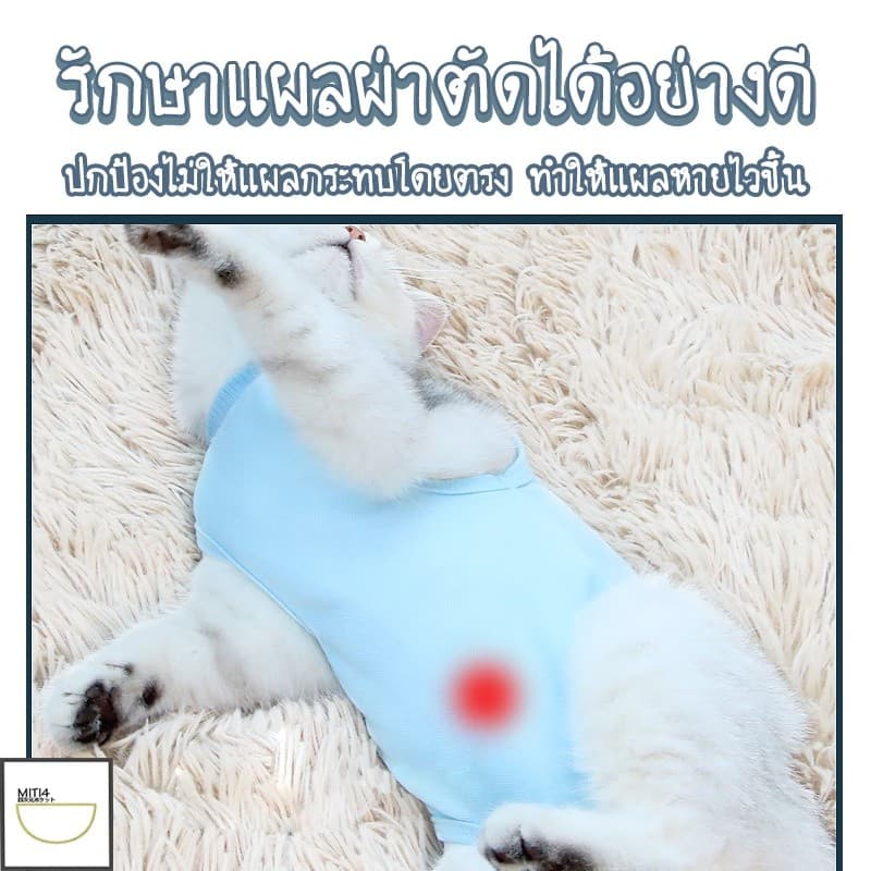 Doge&Orange ชุดกันเลียแผลสำหรับสัตว์เลี้ยง ชุดหลังผ่าตัดแมว ขนาด S/M/L เสื้อหลังทำหมัน ช่วยให้แผลหายไว MIP199 รูปที่ 7