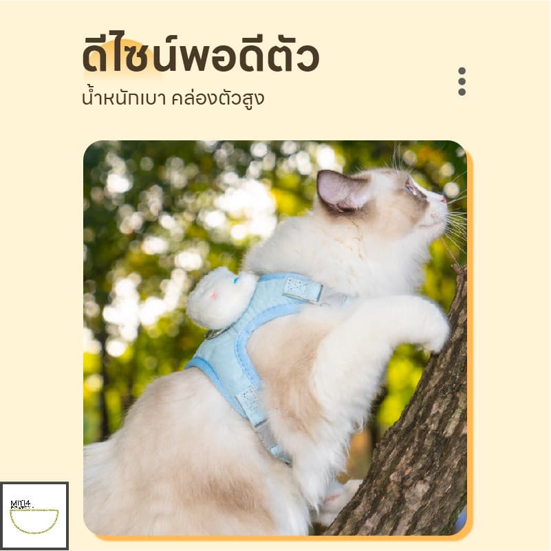 Doge&Orange สายจูงสัตว์เลี้ยง เชือกจูงแมว สายรัดอกแมว ดีไซน์น่ารัก ระบายอากาศได้ดี PU86 รูปที่ 6