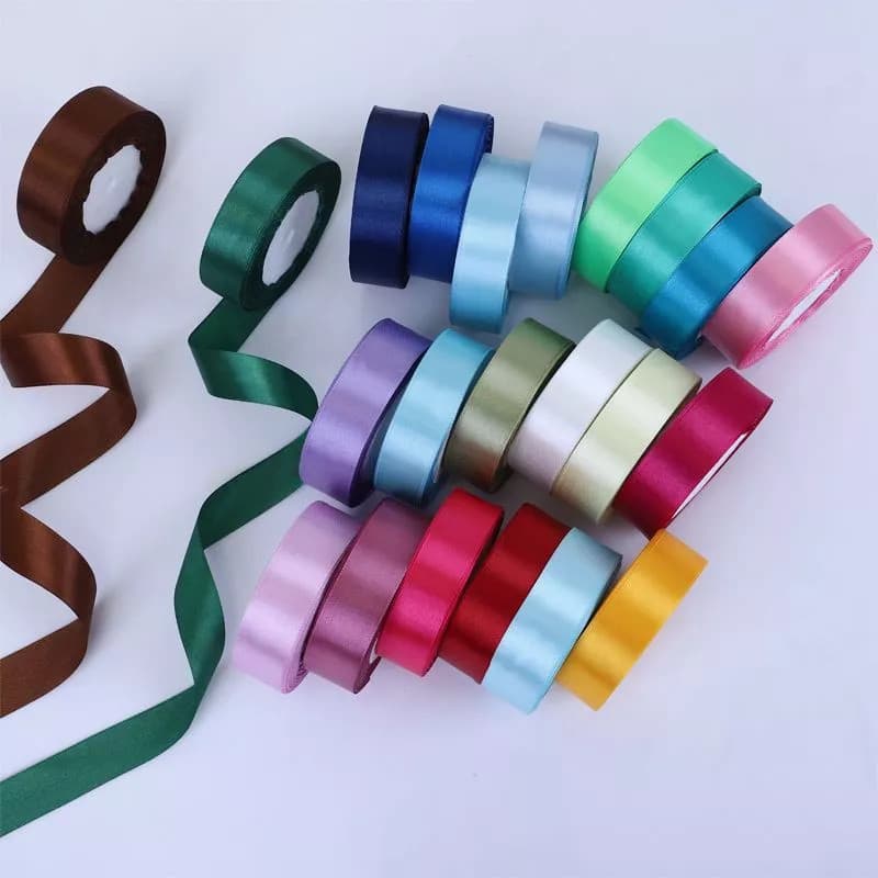 ริบบิ้นซาติน ม้วน 0.6/1/2/2.5/4 ซม. สำหรับห่อของขวัญ ทำดอกไม้ DIY วันหยุด วันเกิด รูปที่ 2