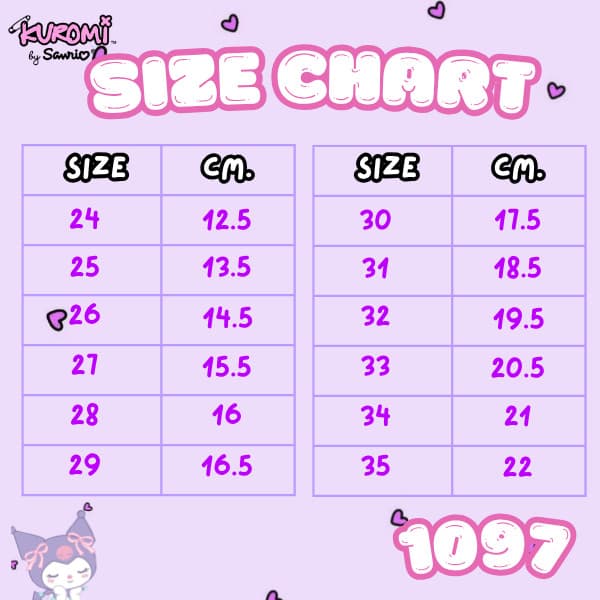 ส่งตรงโรงงานรองเท้าเด็กสวม Y-ROON รุ่นY72/Y77/ลายคุโรมิ KUROMI ไซส์ 34-35 รูปที่ 3
