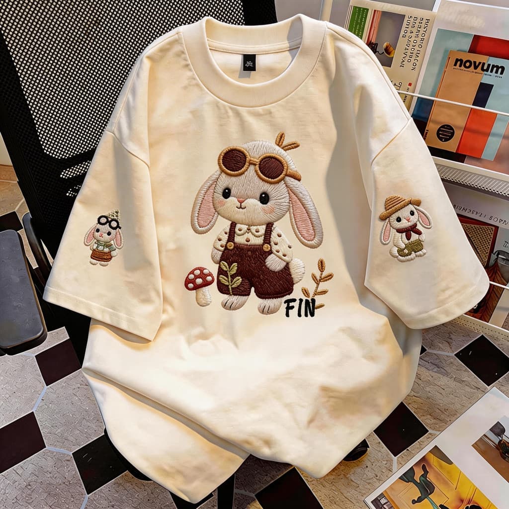 TEE·SHOPเสื้อยืด oversize เสื้อเท่ๆ เกาหลี "Rabbit2" ไม่หดตัว เสื้อแฟชั่นใ เกาหลีสไตล์ พิมพ์ลาย ผ้านิ่มใส่สบาย COD รูปที่ 1