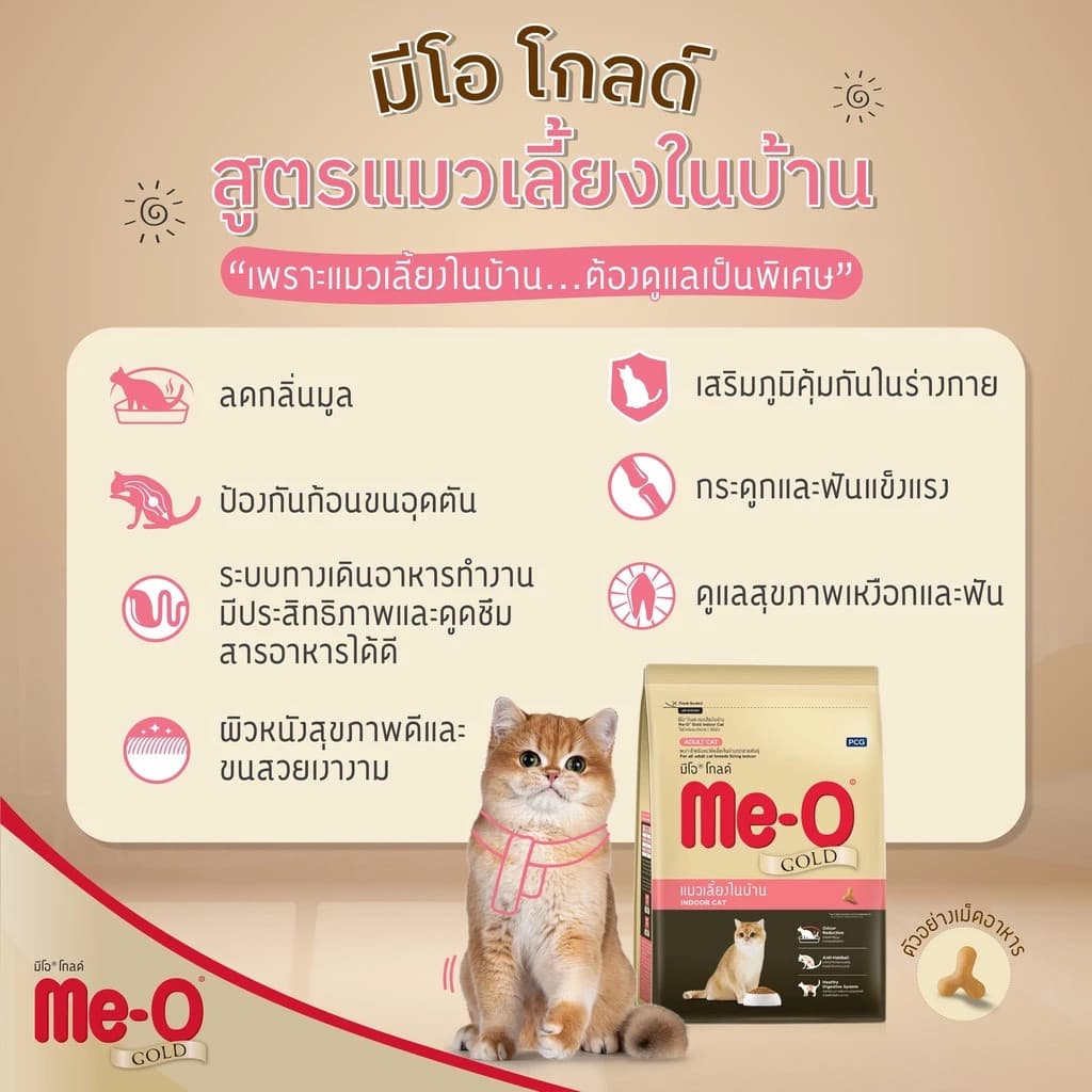 Me-O Gold อาหารเม็ดแมว มีโอ-โกลด์ - สูตรIndoor สูตรFit&Firm ขนาด 1 กิโลกรัม รูปที่ 3