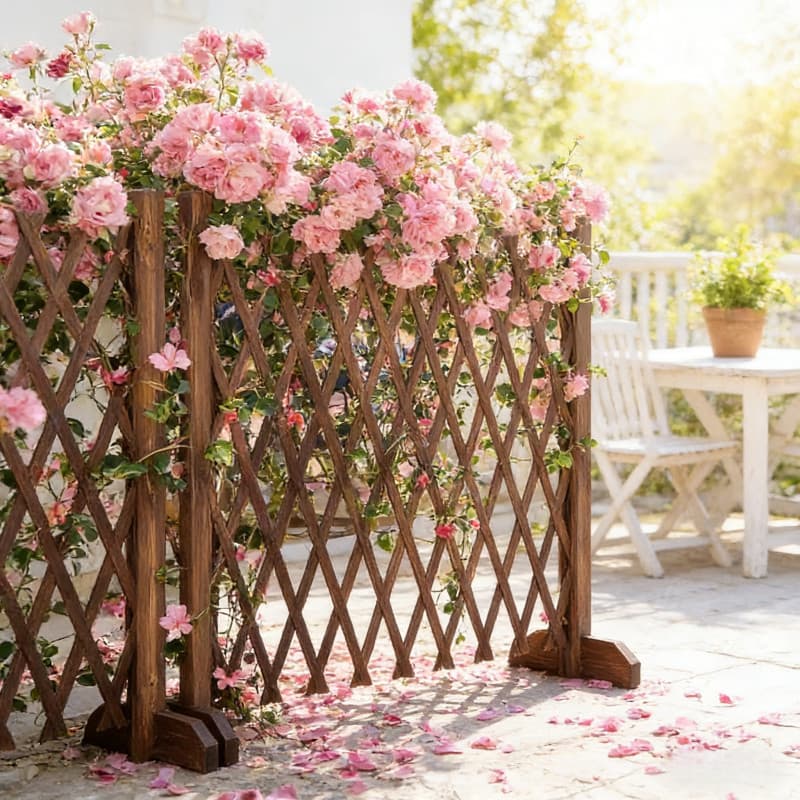 รั้ว รั้วตกแต่งสวน รั้วไม้แบบยืดหดได้ DIY เสียบดินได้/พื้นเรียบ รั้วสวน ไม่เน่าเสียง่าย รูปที่ 2