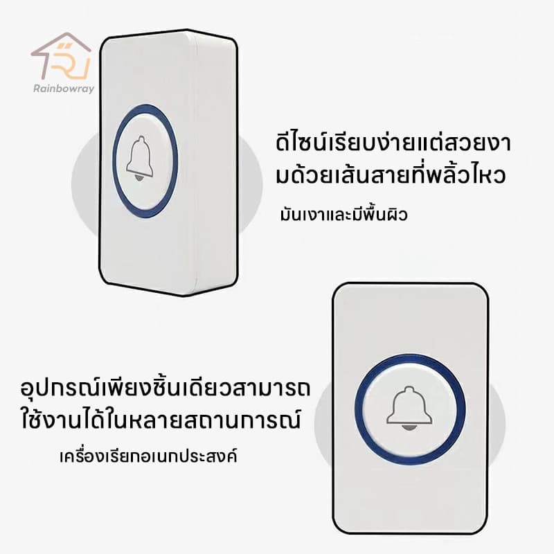 กริ่งประตูไร้สาย กริ่งไร้สาย ออดไร้สายปรับ 180M ริงโทน 61เสียง คุณภาพเสียงคมชัดติดตั้งง่าย รูปที่ 8