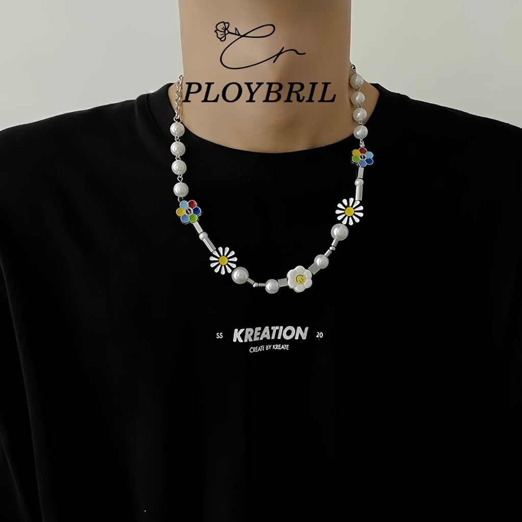 PLOYBRILสร้อยคอ-กำไลข้อมือ ดอกไม้ Unisex ชายหญิง ดีเทลแฟชั่นสุดฮิต Premium necklace flower Unisex S024/X038 รูปที่ 1