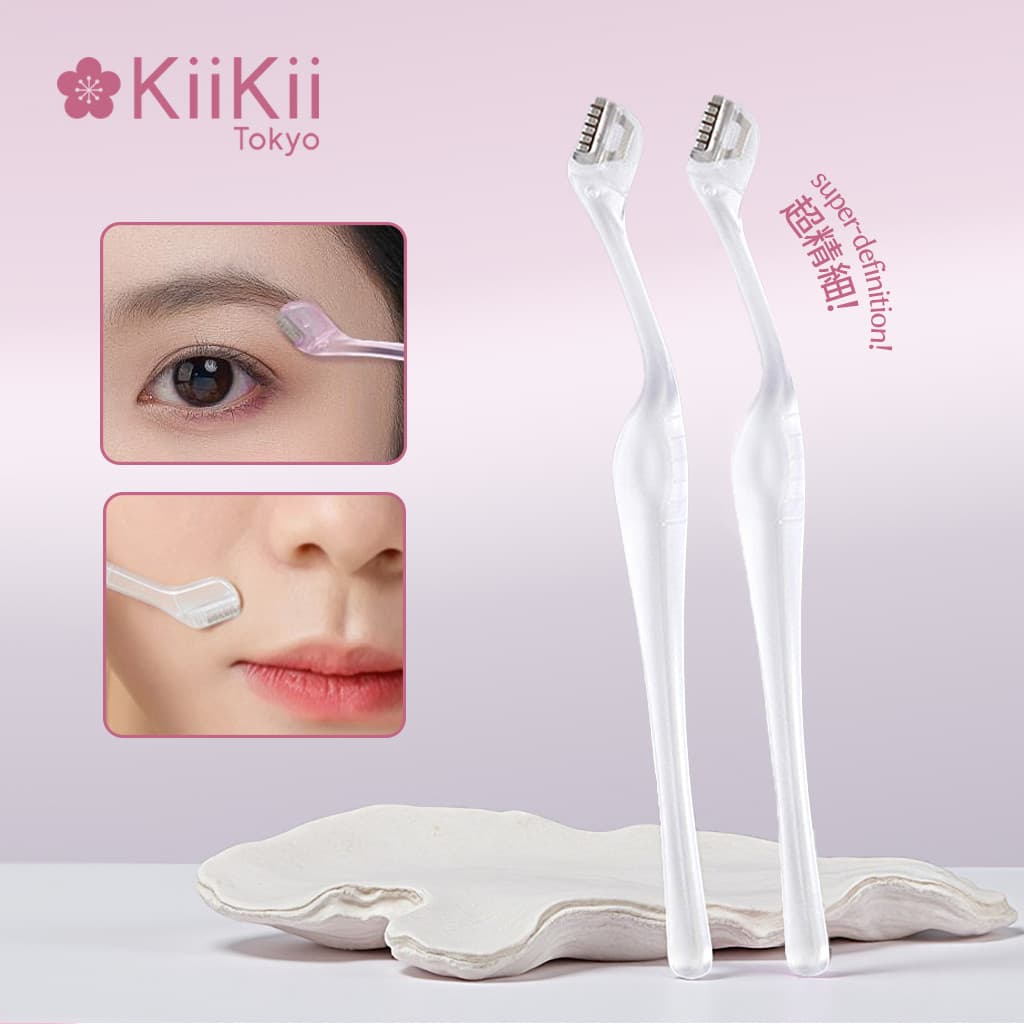 KiiKii ที่กันคิ้ว กันคิ้ว มีดกันคิ้วขนาดเล็ก แบบพกพา 2 ชิ้น ใช้งานง่าย ขูดเบา ปลอดภัยต่อผิว รูปที่ 2