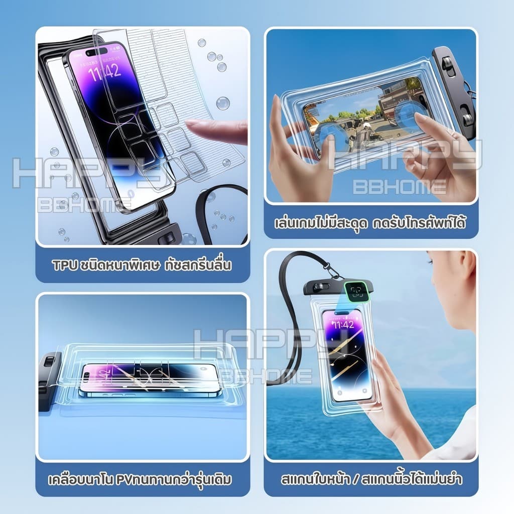 ซองโทรศัพท์มือถือกันน้ำ100% ขอบลมนิรภัย ล็อค2ชั้น ทัชสกรีนได้ ระดับIPX8 สายคล้องคอ กันกระแทก กระเป๋ากันน้ำ เคส สงกรานต์ รูปที่ 6