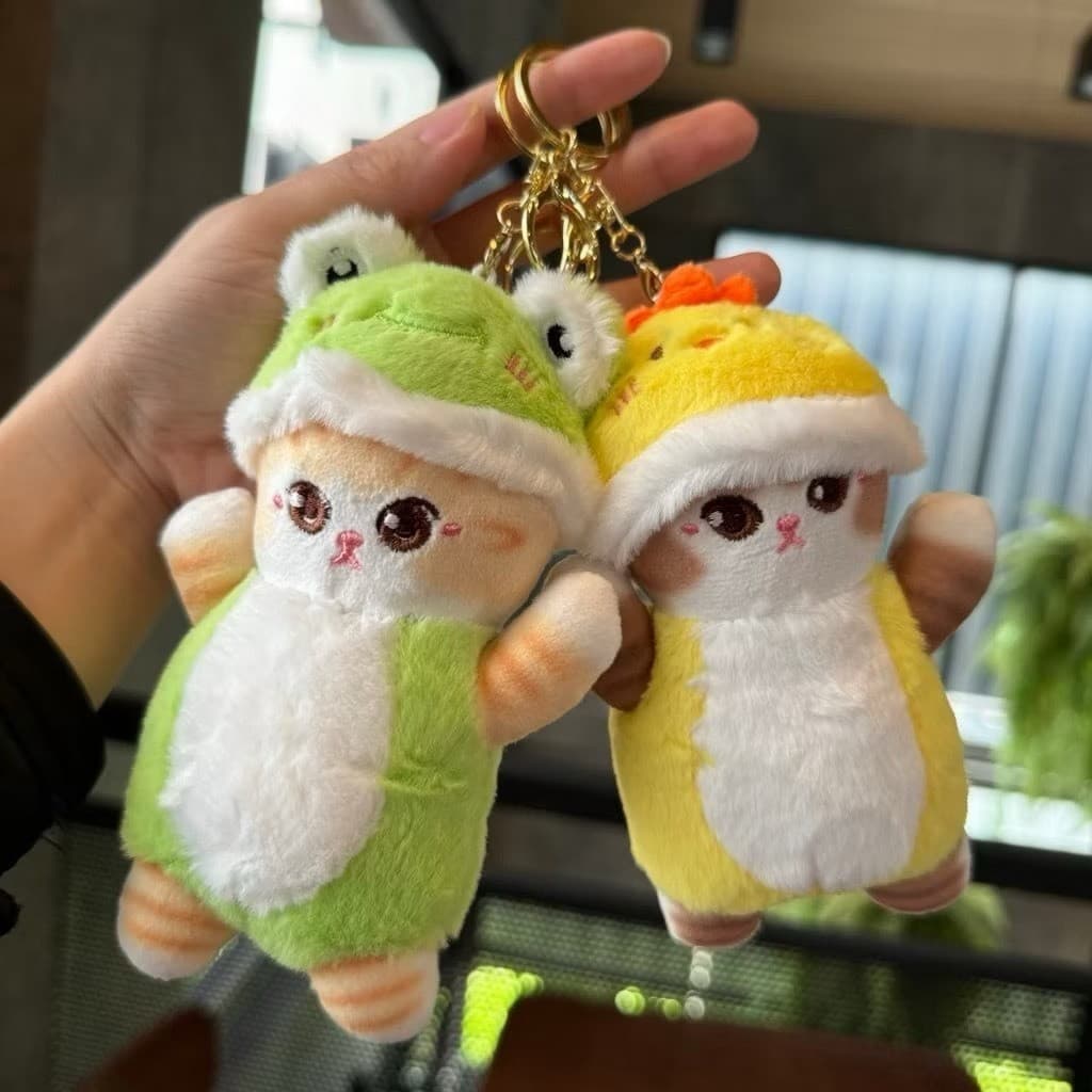 พวงกุญแจ ตุ๊กตาน้องแมว ใส่เสื้อ มีฮู้ด น่ารักๆ ห้อยกระเป๋า แมวชิบะ การ์ตูน รูปที่ 2