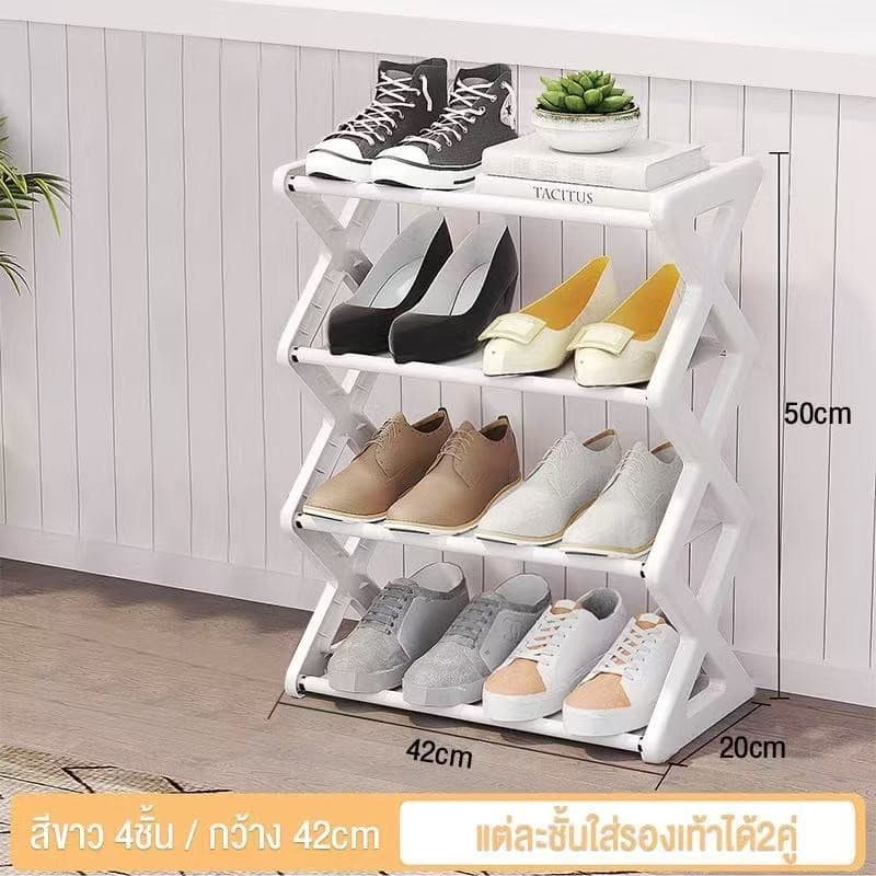 Aura Tee ชั้นวางรองเท้า 4 ชั้น ชั้นวางรองเท้า 5 ชั้น พร้อมฉากกั้นผ้าหนา ชั้นหนึ่งสามารถถอดออกเพื่อวางรองเท้าได้ รูปที่ 4