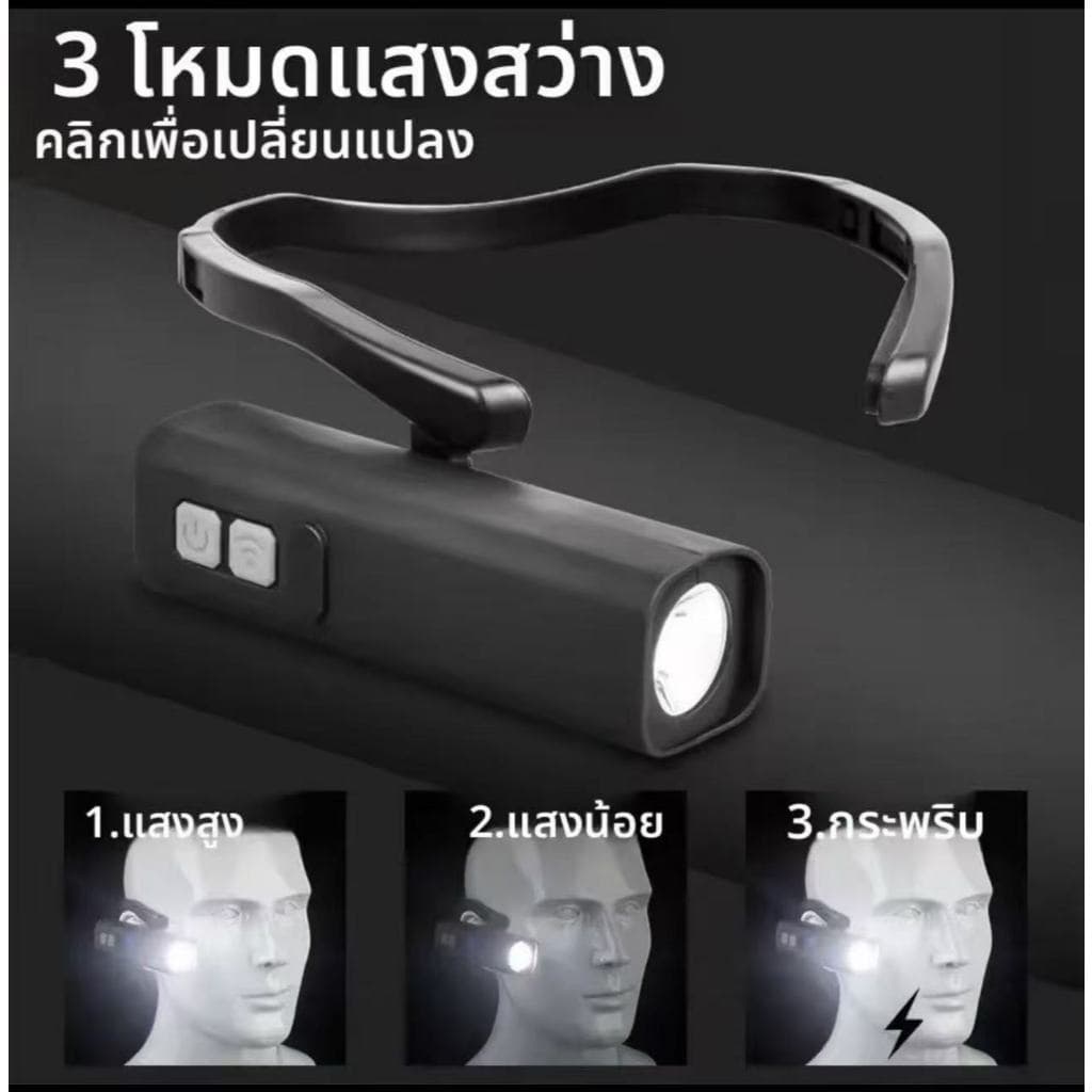 หนีบหูได้ ไฟฉายคาดหัว IPX4 กันน้ำ เบาสบาย พกพาง่าย สุดคุ้มสำหรับเดินป่า รูปที่ 4