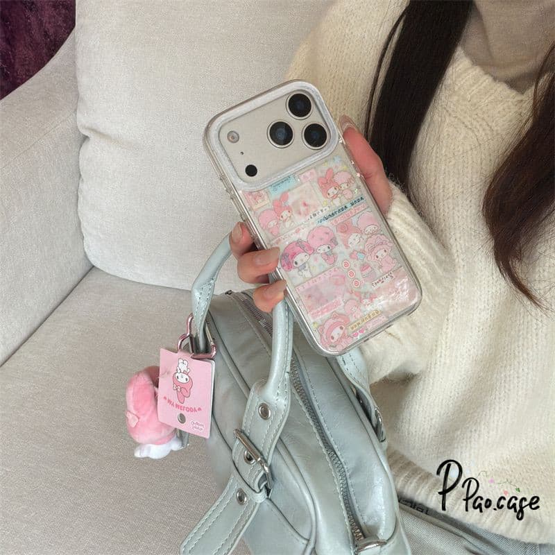 เคสไอโฟน13 15 17 เคสผงวาว ลายMelody Miffyสีชมพูฮิต สำหรับ IPhone 17 16 11 13 14 12 15 Pro Max Air 14 7 8 15 16 Plus XR X รูปที่ 3