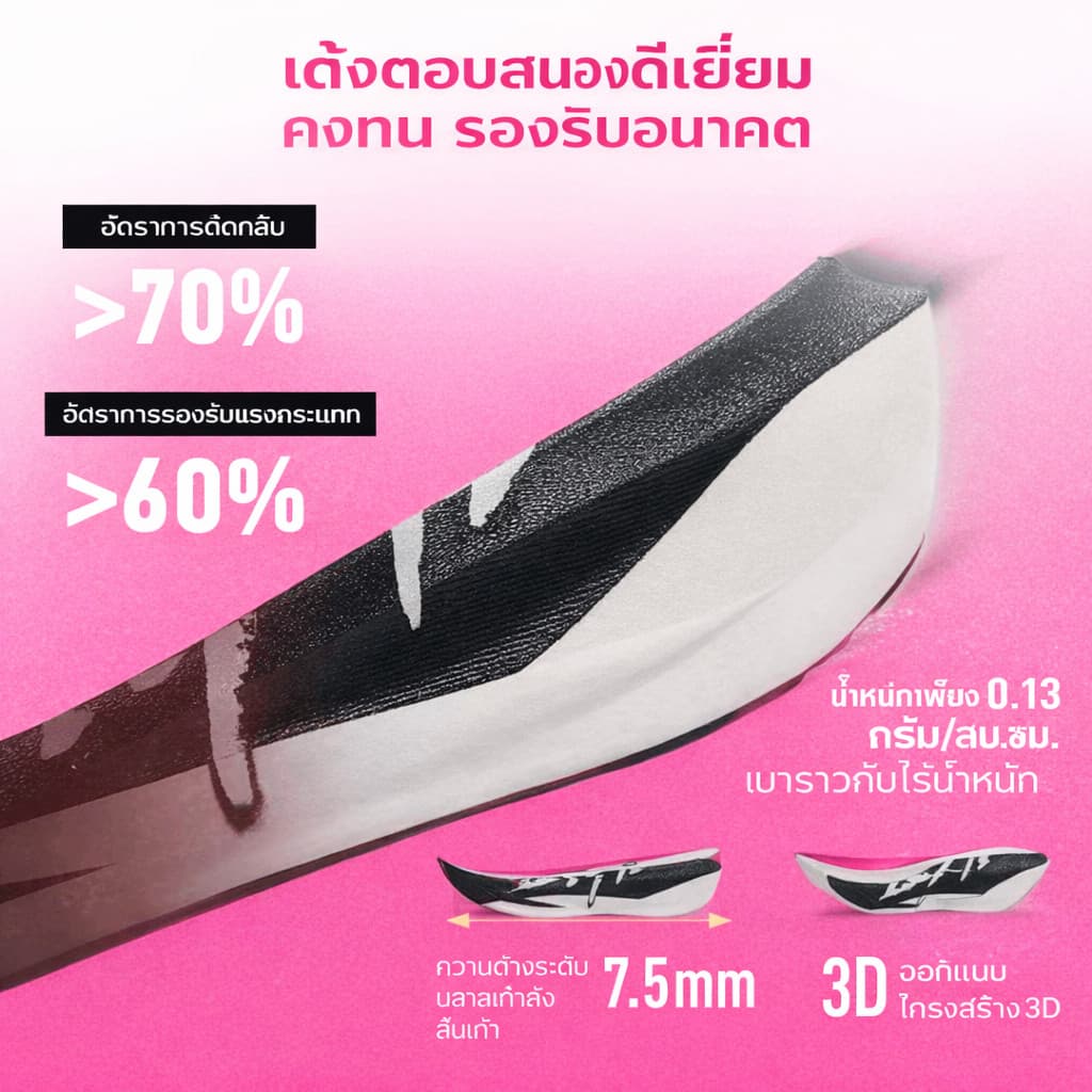 BMAI รองเท้าวิ่งคาร์บอน Unisex Carbon Fly 2 เบา เด้ง พื้นกันลื่น ระบายอากาศ สำหรับมาราธอน ใส่ลำลอง รูปที่ 4