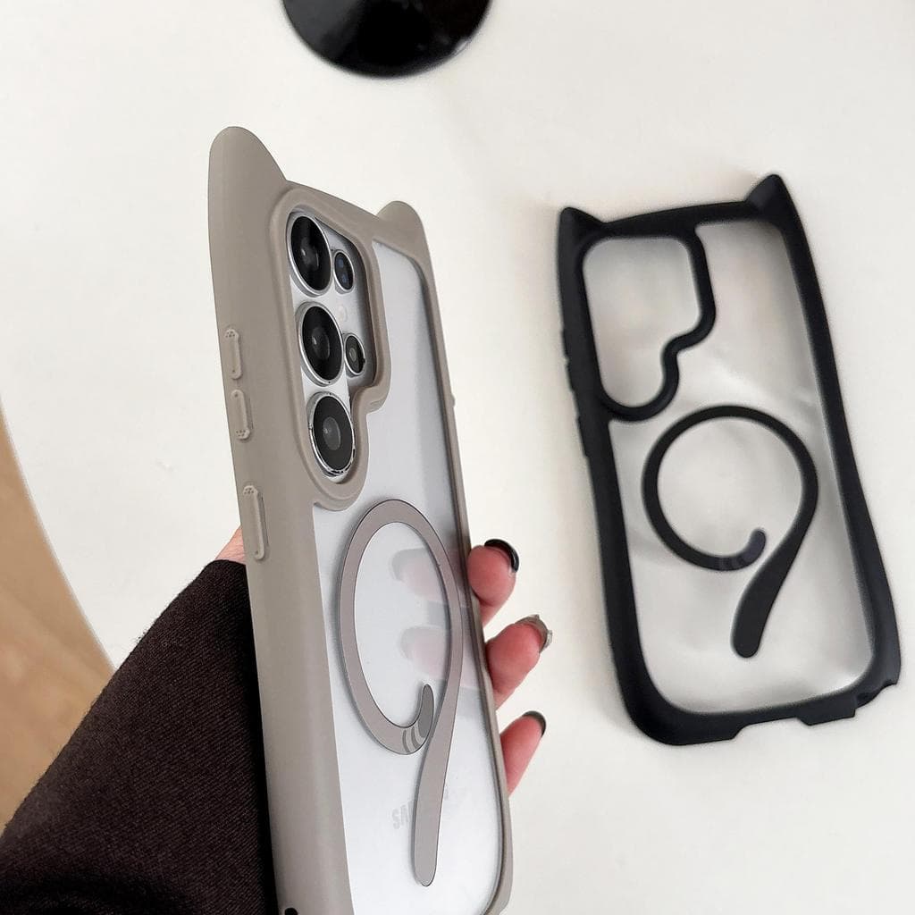 เคสโทรศัพท์แม่เหล็กหางแมวน่ารักสําหรับ Samsung S26 Ultra/S25/S24 Plus/S23 Plus ดีไซน์ใหม่; กันกระแทก ฝาครอบโปร่งใส รูปที่ 4