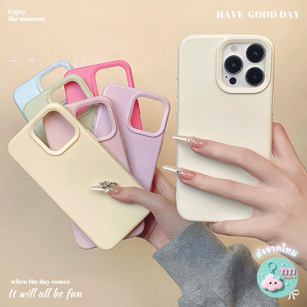 goodสีลูกกวาดแบบเรียบง่าย เคสไอโฟน For iPhone 11 17 16 15 12 13 14 15 Pro Max XR X XS Max 7 8 16 Plus เคสมือถือ สีพื้น รูปที่ 3