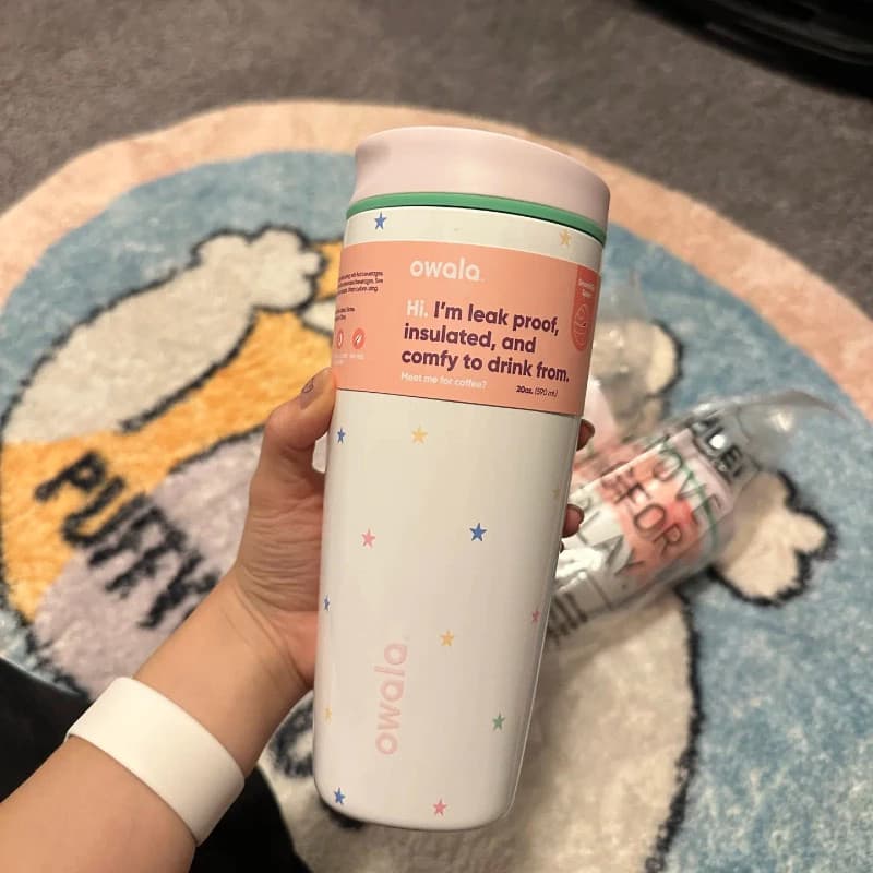 Owala SmoothSip Slider 20oz Tumbler พร้อมแก้วฉนวนด้านในเซรามิกพร้อมฝาปิด Slider No-Spill สําหรับกาแฟร้อน & Iced Latte รูปที่ 3