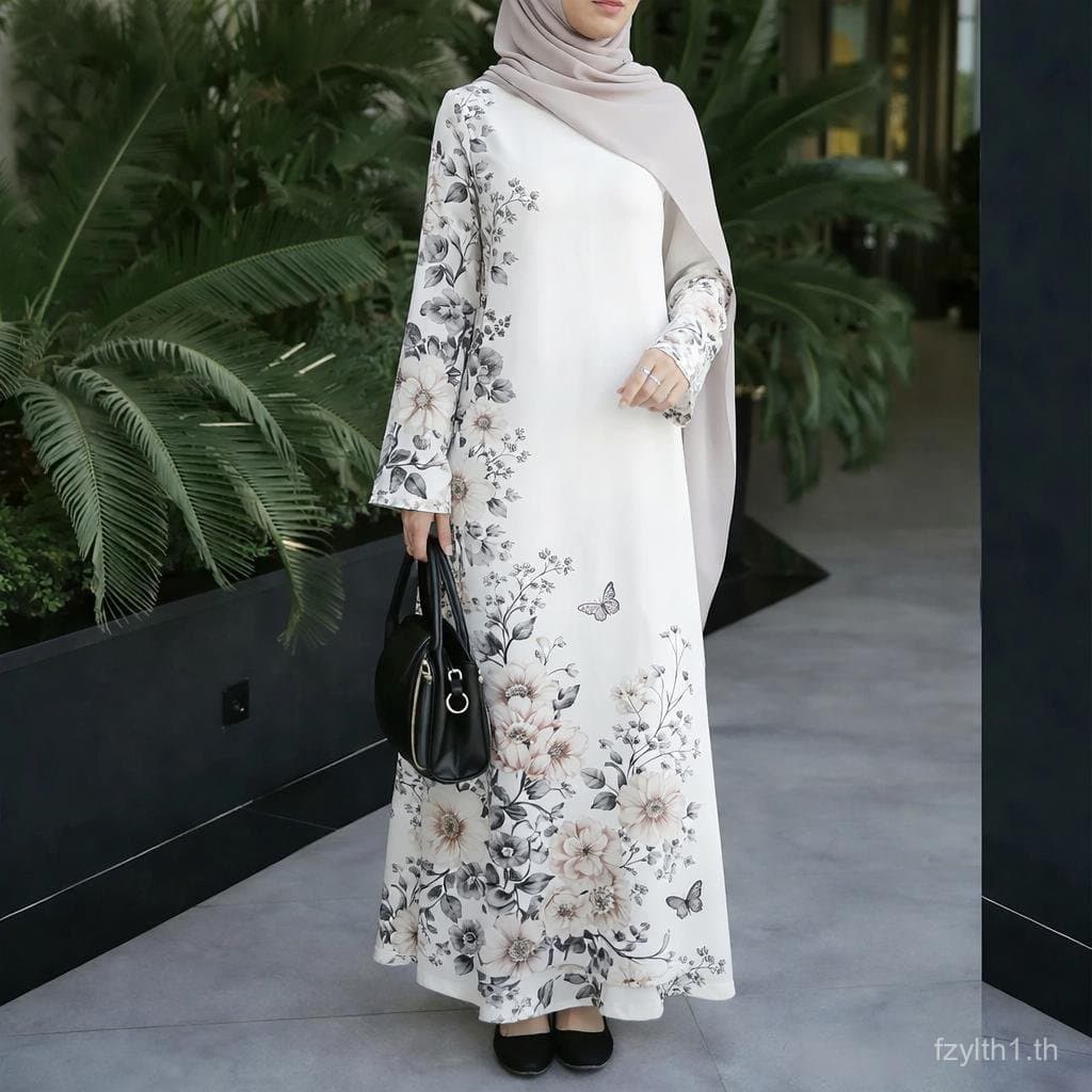 2026 อี๊ด อัล-ฟิตร์ เสื้อผ้า เสื้อคลุมและเดรส Algerian kaftan สไตล์ลําลอง สําหรับผู้หญิงมุสลิม เนื้อใส่สบาย สีสันสดใสที่ไม่ซีดจาง เหมาะสําหรับใส่พิเ รูปที่ 2