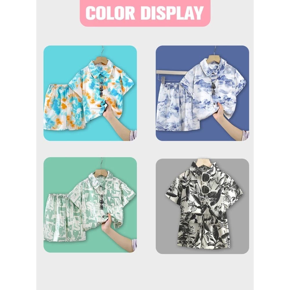 ชุดเสื้อฮาวาย ชุดเสื้อเชิ้ตเด็ก เสื้อ +กางเกง ลายสวย ผ้านิ่ม ใส่เที่ยวสวยมากๆ รูปที่ 8