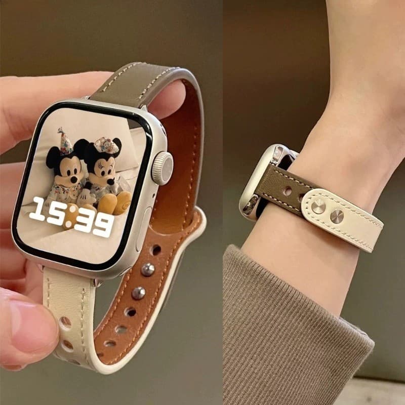 Silm สายหนังสําหรับ Apple Watch 46/42/49/45/41/38/44/40 มม. สําหรับ iWatch Series 11/10/9/8/7/6/5/4/SE2/Ultra3/2 รูปที่ 3