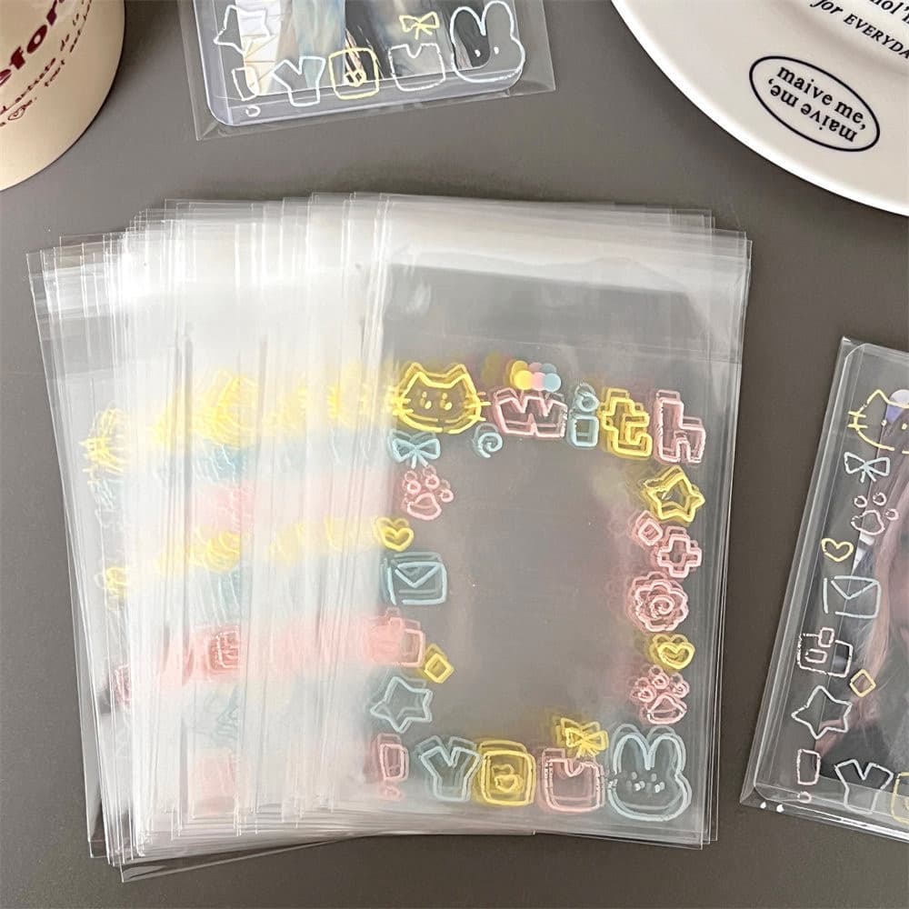 COZII ถุงซีลเก็บการ์ดไอดอล 100ชิ้น ลายแมวน่ารัก โปร่งใส กันน้ำ กันฝุ่น กันรอย ซองใส่โฟโต้การ์ด การ์ดสะสม 8x10+3ซม รูปที่ 6