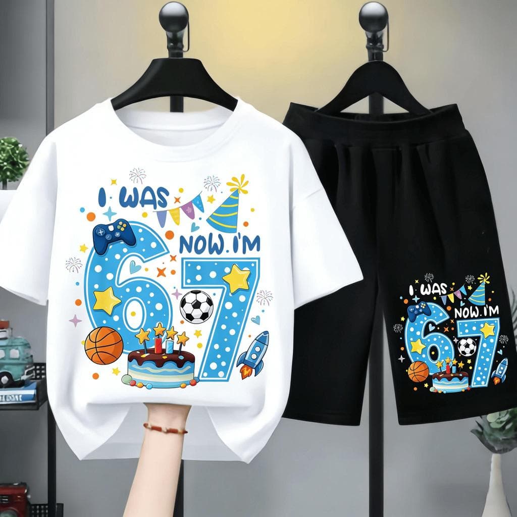 ชุดเด็ก 2 ชิ้น สไตล์วันเกิด 67 กีฬาและเกม | เสื้อยืด + กางเกงขาสั้น | สไตล์เท่ห์ | ชุดเด็กฮิตใน #ชุดเด็ก #ลาย รูปที่ 3