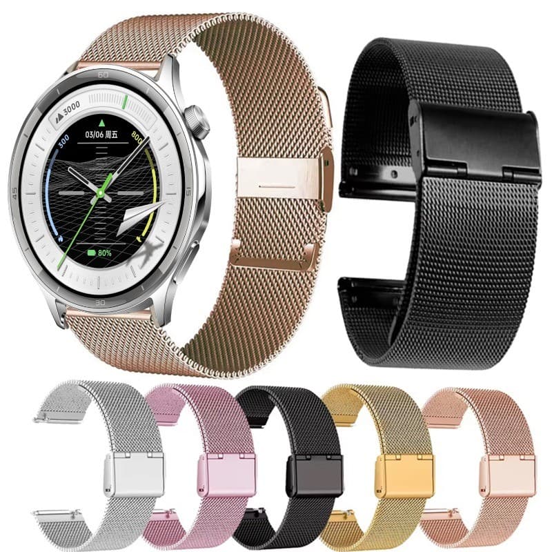 22mm Milanese สําหรับ OPPO นาฬิกา S/X/X2/4 pro ตาข่าย Stianless สายรัดข้อมือเหล็กสําหรับ OnePlus นาฬิกา 3 pro/3/2/2R สร้อยข้อมือโลหะอุปกรณ์เสริม รูปที่ 1