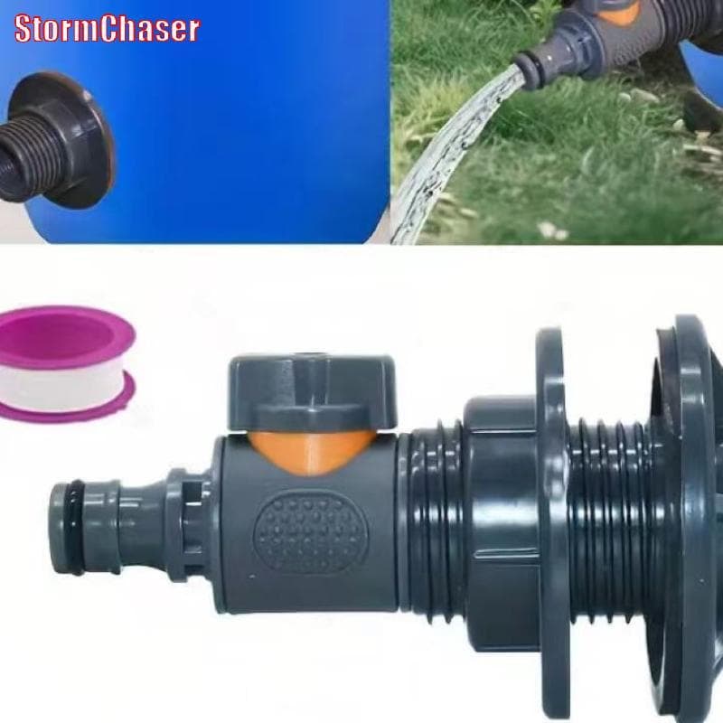 อะแดปเตอร์ถังน้ํา PVC, อะแดปเตอร์ถังน้ําทนทานพร้อมวาล์ว, ชุดขั้วต่อคอลเลกชันน้ําฝนการติดตั้ง Qui รูปที่ 1