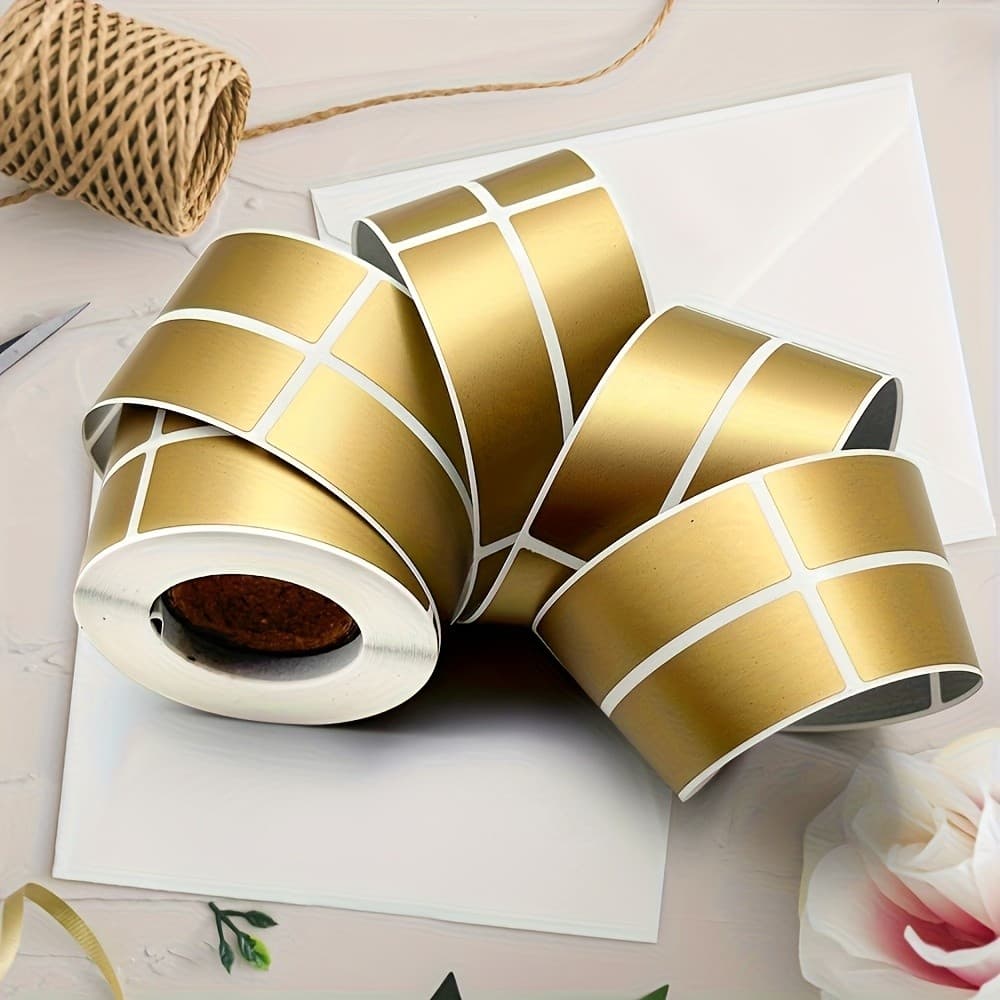 500 ม้วน 1*3 ซม.Golden Silvery Scratch สติกเกอร์สี่เหลี่ยมผืนผ้าอุปกรณ์สํานักงาน DIY Party Event ของขวัญ Scratch Card ป้ายรางวัลสติกเกอร์ รูปที่ 3