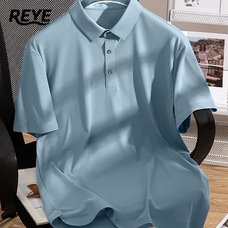 REYE เสื้อ Polo ผู้ชาย ผ้าไอซ์ซิลค์ บางเบา ระบายอากาศดี เทคโนโลยีอัดกาว รูปที่ 1