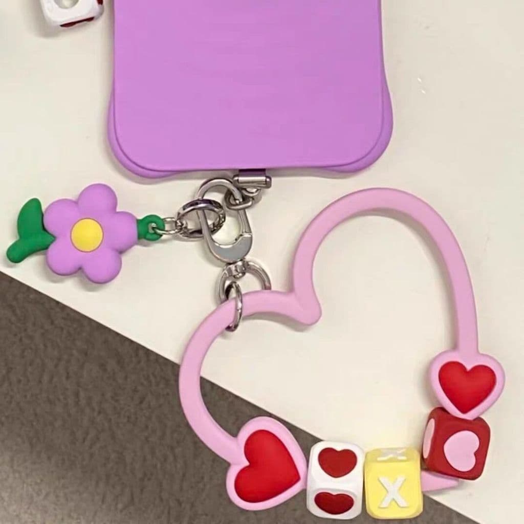 Pretty Silicon Beautiful Flower Special Romantic Heart Phone Wristlet lanyard Pendant คุณภาพสูง เชือกคล้องโทรศัพท์มือถือ รูปที่ 2