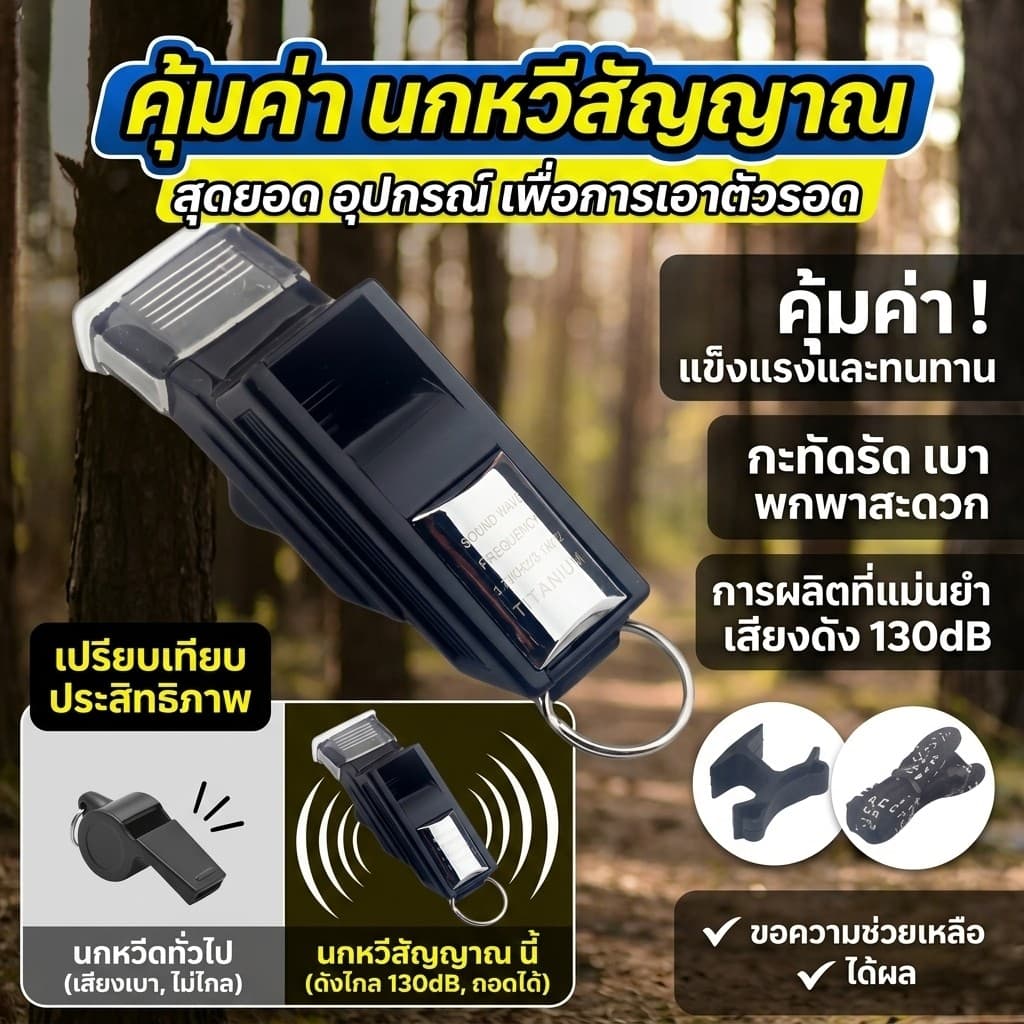 ราคาต่ำสุดนกหวีดความถี่สูงสำหรับการเอาตัวรอดกลางแจ้ง/ นกหวีดกีฬา นกหวีดฉุกเฉิน เสียงดัง นกหวีดพร้อมเชือกเส้นเล็กง รูปที่ 1