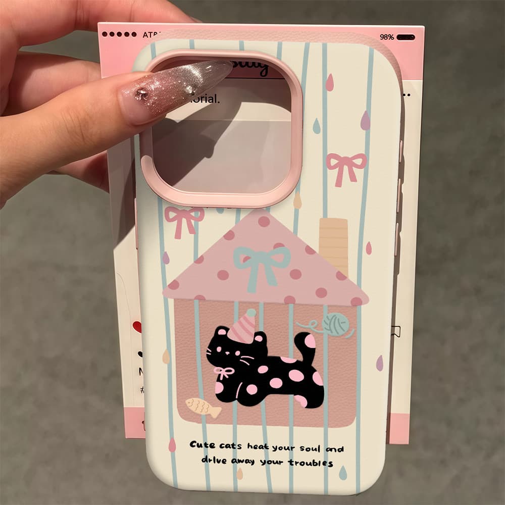 แมวโบว์ผีเสื้อ Silicone TPU เคสไอโฟน For iPhone 11 17 16 15 12 13 14 15 Pro Max 13 14 12 XR X XS Max 7 8 Plus เคสมือถือ รูปที่ 6