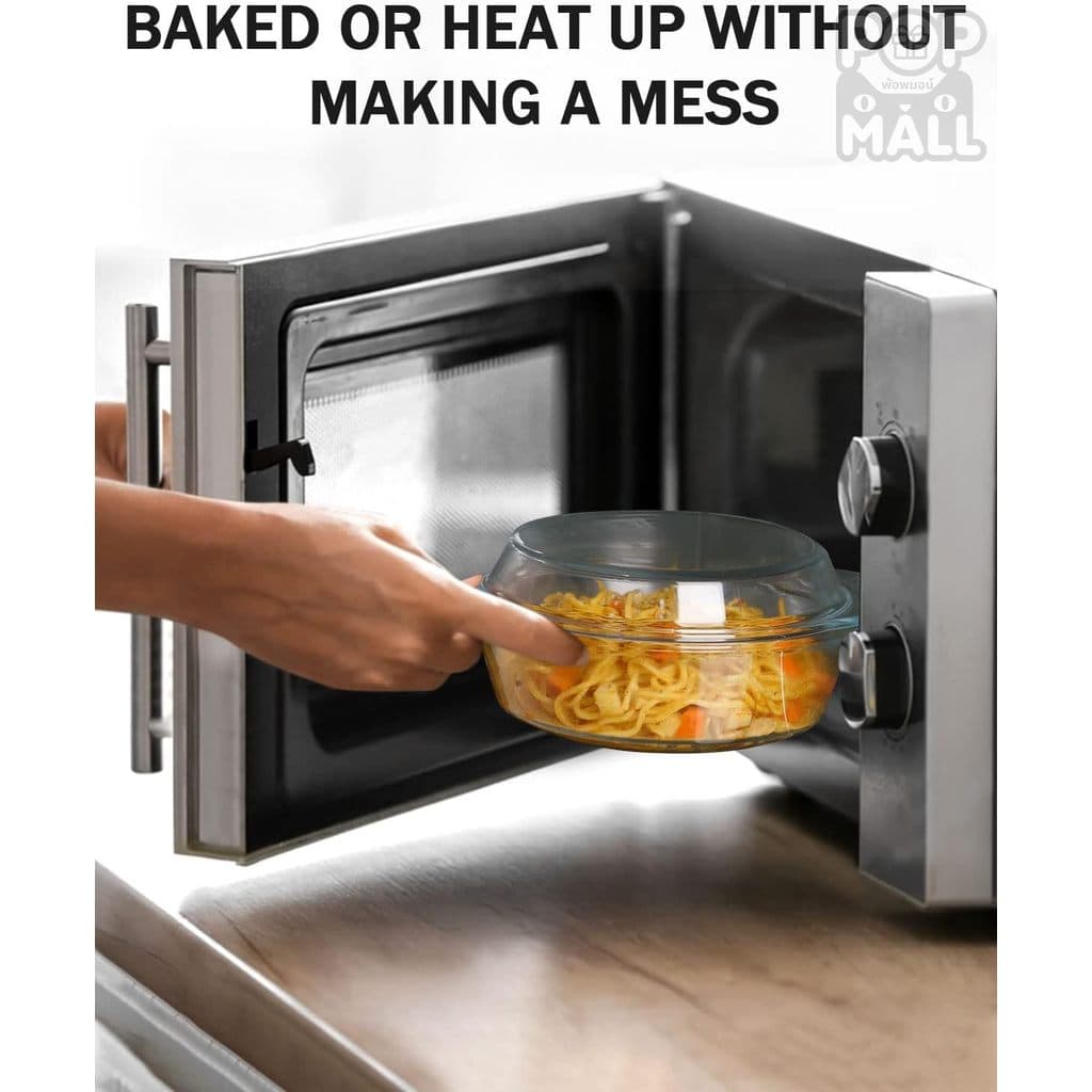 NEWALITECH2in1 2-อิน-1ชามไมโครเวฟ ชามแก้ว ชามเตาอบ ถาดแก้วอบ ชามแก้วมีฝาปิด Glass Mixing Bowls Chef Bowl Salad Bowl 2.5L รูปที่ 4