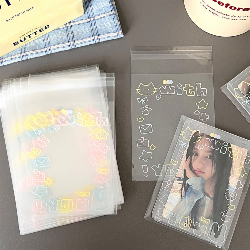 COZII ถุงซีลเก็บการ์ดไอดอล 100ชิ้น ลายแมวน่ารัก โปร่งใส กันน้ำ กันฝุ่น กันรอย ซองใส่โฟโต้การ์ด การ์ดสะสม 8x10+3ซม รูปที่ 5