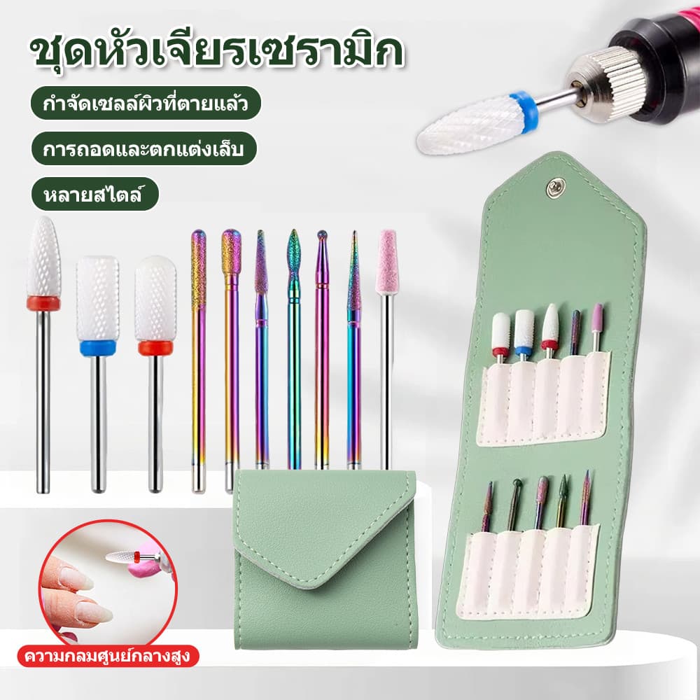 10 ชิ้นรอบเพชรเล็บบดชุดหัวส่งพัสดุสีเล็บขัดหนังกำพร้าทำความสะอาดเครื่องมือความงามเล็บ รูปที่ 1