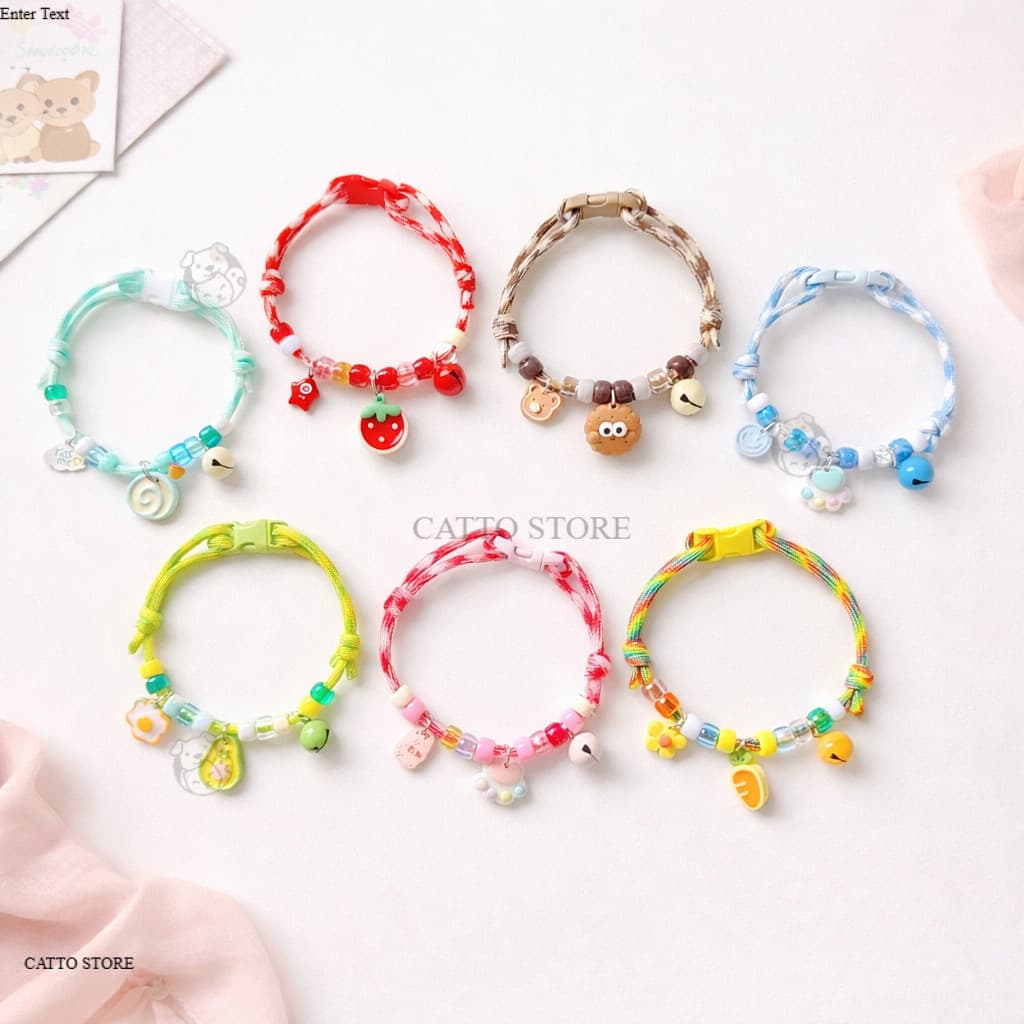 ปลอกคอแมว ลูกปัด พร้อมกระดิ่ง น่ารัก สร้อยคอ ปลอกคอสุนัขจิ๋ว พาสเทล ปรับขนาดได้ EA รูปที่ 9