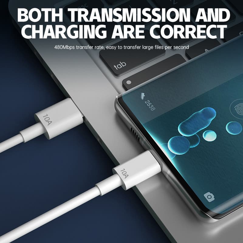 10A Type-C สายชาร์จเร็ว สายเคเบิลข้อมูล TYPE-C กระแสสูง เหมาะสำหรับ Android และสายชาร์จเร็วพิเศษ 120W รูปที่ 2