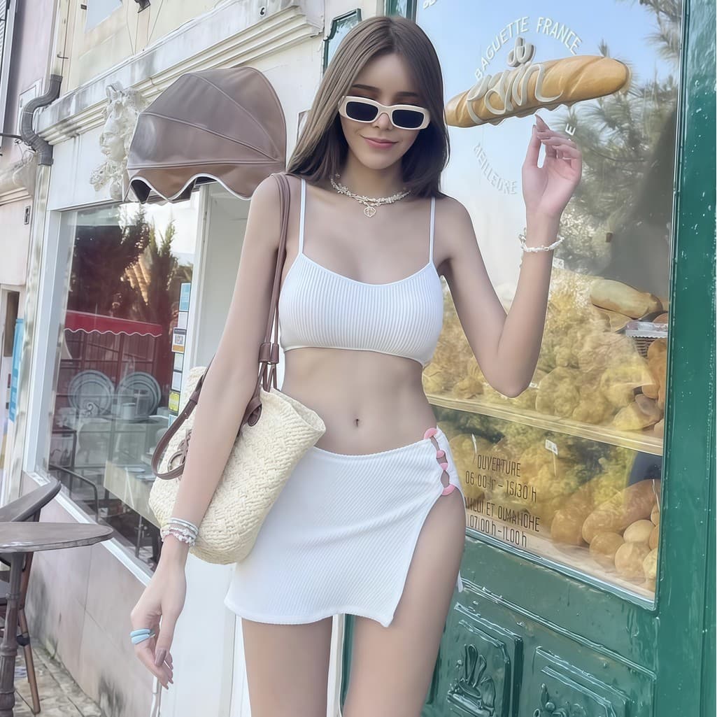 SEA MAID บิกินี่ผู้หญิง 2 ชิ้น พร้อมกระโปรง บิกินี่ใส่เที่ยว Bikini มีไซส์ M-XL | น้ำหนัก40-65กก.Y011 รูปที่ 2